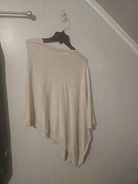 Light Beige Women's Knit Poncho Sweater